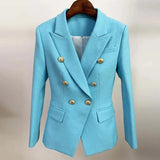 QUALITY Newest 2023 Baroque Designer Blazer Jacket Women's Classic Metal Lion Buttons Double Breasted Slim Fitting