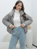 Plaid Women's Coat Bread Jacket Warm Down Cotton-Padded Jacket Women's Cotton-Padded Jacket-Outfit