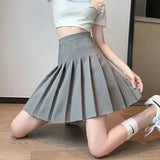 High Waist Mini Pleated Skirts Women Korean Preppy Style Chic Short Faldas Elegant Black Safety Lined Tennis