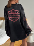 Fongt Cut To Make Old Print Women's Rose Letter Print Street Cool Lazy Slack Feel Top
