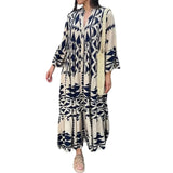 New Casual Printed Shirt 5XL Dress Loose Button Long Sleeve Elegant Vintage Bohemian Dress-Outfit
