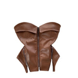 Fongt Locomotive Pure Hot Girl Breast Vest Autumn Zipper Short Design Sense Niche Beautiful Blouse Tide