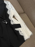 STREET 2023 Newest Fashion Designer Jacket Women's Stylish Color Block Lace Patchwork