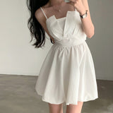 Fongt Summer New Korean Chic French Back With Holiday Dress Girl Small Thin Sling Skirt