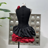 Vintage Charming Lady Splicing Flower Dress Sleeveless Birthday Party