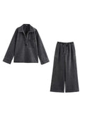 Fongt Street Fashion Straight Trousers Set Women's Spring Top Denim Casual Dress
