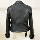 QUALITY 2023 Newest Designer Jacket Women's Lion Buttons Faux Leather Jacket Motorcycle Biker