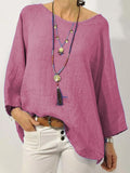 Women Blouse Long Sleeve Solid Cotton Linen Shirts Female Casual Basic Robe Soft Tunic Oversized Blouse for Women Tops-Outfit