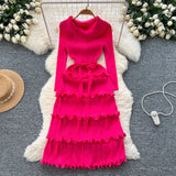 Fongt Folded High-Grade Sense Of Small Vintage Collar Lace With Waist Lotus Leaf Side Pressure Folded Elegant Dress Woman