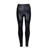Futuristic Peach Hip Tight High Waist Leather Zipper Motorcycle