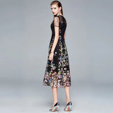 Fongt Heavy Industry Positioning Color Embroidery Temperament Female High-Waist Thin Dress