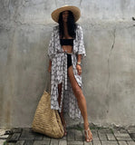 Fongt And White Tie-Dyed Cardigan Beach Dress Bikini Blouse Swimsuit With Cardigan Sunscreen Holiday