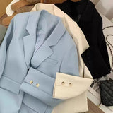 Fongt Jacket Female Spring New Korean Version Classic Two Buckle Temperament Lemon Color Loose Casual Web Celebrity Small Suit-Outfit