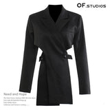 Fongt Early Spring Personality Cut Irregular Waist Blazer Top 1795