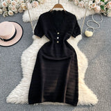 Fongt Stunning Green Dress Woman 2025 Summer New French High-End Temperament Knitted Dress