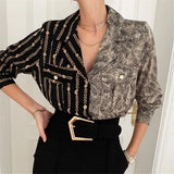 Blouse 2021 Chemise Femme Office Lady Button Up Turn Down Collar Shirts Women Plus Size Ladies Patchwork Blouses