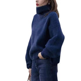 Fongt Winter New Hot Style Atmosphere Sense Small Small Soft Waxy Thick Gentle Korean Lazy Wind Turtleneck Sweater-Outfit