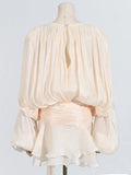 Fongt Temperament Sweet Wind Dress Woman 2025 Spring New Fashion Collar Collar Folds Solid Color Short Skirt