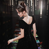 Fongt Art Candidates Evening Dresses 2025 New Winter Black Silky Long Annual Meeting Evening Dress Hosting Dress