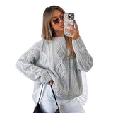 Fongt Women's Dress 2025 Knitted Women's Oversized Thick Knit Round Sweater Casual