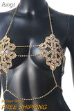 Quality Rhinestone Flower Style Camis Women Sexy Metal Chain Hollow Out Party Crop Tops Summer Nightclub Silver Tank
