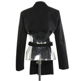 Fongt Early Spring Personality Cut Irregular Waist Blazer Top 1795