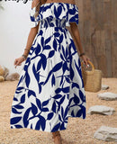 Fongt Summer New Sexy Body-Print Shoulder Dress