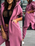 Fongt New Fashion Casual Hooded Grip Velvet Jacket Two Sets Of Women's Clothing