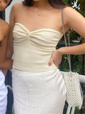 Knit Twisted Tube Top-Outfit