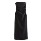 Fongt Folded Dress Design Autumn New Women's Breasts Collared Solid Color Dress