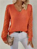 Fongt Hollow Knitted Jersey Sweater Hot Loose Leisure Long-Sleeved Top