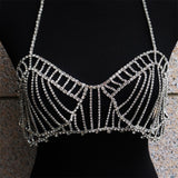 Full Rhinestone Bras Body Jewelry Chain Women Hollow Out Backless Sparkly Camisole Fashion Nightclub Bikini Crop