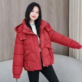 2024 New Down Cotton Clothing Women's Short Small Foreign Air Thick Warm Hat Winter Bread Coat Tide-Outfit