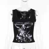Summer 2024 New Dark Dopamine Millennium Vintage Printed Vest Girl-Outfit
