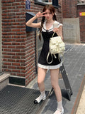 Black Lolita Kawaii Dress Women Casual Gothic Party Mini Dress Female Korean Fashion Slim Designer Cute Dress 2023