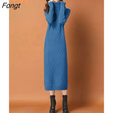 Bottoming Sweater Skirt Over The Knee 2023 Autumn and Winter New Thickened Turtleneck Knitted Dress Women