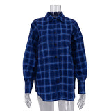 Fongt 2023 New Women's Red Plaid Shirt With Women's Casual Design Sense Loose Long-Sleeved Shirt-Outfit