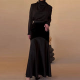 Fongt 2025 New Color V-Neck Bubble Sleeve High-Waisted Temperament Irregular Dress