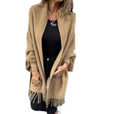 Fongt 2025 New Women's Imitation Sting Velvet Cape Shawl Shawl Solid Color Thicken Warm