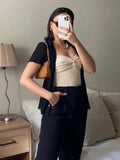 Knit Twisted Tube Top-Outfit