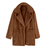 Style 2023 Autumn And Winter Woolen Coat Women's Medium-Long Solid Color Loose Plush Coat Imitation Fur Coat-Outfit