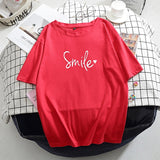 Letter Printed T Shirt Summer Cotton Women Tshirts Korean Sweet Ladies Tees Comfortable Oversized Black Female