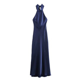 Fongt New Hanging Neck Silk Silk Texture Feel Bare Back Dress 8739331