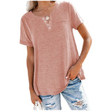 Fongt And Summer New Top V-Neck Short-Sleeved Pocket Loose T-Shirt Women-Outfit