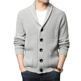 Fongt New Men's Long Sleeve Sweater Cardigan Pocket Turtleneck Solid Color Sweater Men's