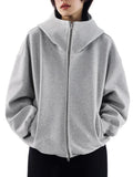 Fongt Silhouette Air Layer Gray Hooded Sweater Coat Men And Women Autumn Winter New Loose Heavy Cardigan Tide-Outfit