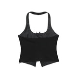 Fongt Women's Clothing 2025 Spring New Bow Ornament Hanging Neck Top