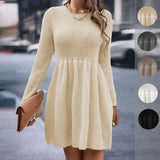Fongt Autumn And Winter Explosion Of Women's Pure Color Doll Sweater Dress