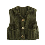 Fongt Women's Explosive Coarse Knitted Vest Cardigan