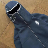 Fongt Hoodie Double-Headed Zippered Niche Design New Eyes Can See Simple Embroidery Coat Guard